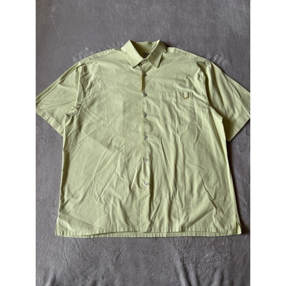 Bamboo Cay Men's XL 100% Cotton Short Sleeve Button‎ Down Lime Green - Picture 1 of 5